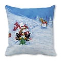 Blue Christmas throw pillow featuring Santa Claus, polar bear, and penguin patterns - Sleigh Ride Collection (13) / 45x45cm