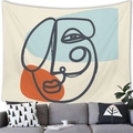 Abstract face line art tapestry with geometric shapes for modern home wall decor - 100cmx70cm / Picasso Style Abstract Face Outline (16)