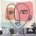Abstract minimalist line art tapestry featuring overlapping faces for home decor - 100cmx70cm / Minimalist Art Double Face Abstract Silhouette (13)