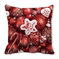 Weihnachtskissenbezug mit festlichen roten Ornamenten, Zuckerstangen und Sternen - 45x45 cm / Rote Kugel Zuckerstange (6)
