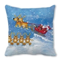 Christmas pillowcase with Santa Claus in a flying reindeer sleigh over snow - Christmas Night Flight (24) / 45x45cm