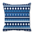 Detailed view of Christmas pillowcase featuring blue snowflake and pine tree patterns - Blue White Snowflake Pine (31)