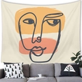 Minimalist abstract face line art tapestry on white wall over gray sofa - 100cmx70cm / Nordic Pop Face Lines Style (6)