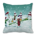 Green Christmas pillowcase with snowmen playing golf design on soft peach skin fabric - Snowman Golf Game (26) / 45x45cm