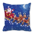 Square peach skin pillow cover featuring Santa in a sleigh with reindeer under the moon - 18x18 Inch / Moonlight Sleigh Style (21)