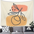 Abstract line art tapestry with orange botanical motifs for modern living room wall decor - 100cmx70cm / Abstract Botanical Branch Style (2)