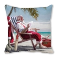 Peach skin pillow cover with creative Santa Claus on beach holiday summer theme - Summer Beach Santa Style(12)