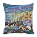 Christmas cushion with humorous turkey travel agency illustration on peach skin fabric - 18x18 Inch / Travel Agency Turkey Style (22)