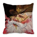 Cartoon Santa Claus in sheriff hat festive cushion cover for New Year home sofa decor - 18x18 Inch / Sheriff Hat and Glasses Santa (36)