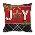 Weihnachtskissenhülle mit rot-schwarzem Karomuster und goldenem JOY-Sterndruck - JOY Stern-Ornament (22)
