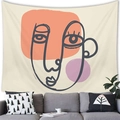 Abstract line art tapestry with orange and purple blocks on brushed fabric background - 100cmx70cm / Abstract Overlapping Double Faces Style (4)