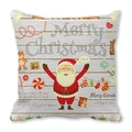 Detail of Christmas pillowcase with Santa Claus, teddy bear and snowflake patterns - 18x18 Inch / Light Grey Wood Texture Santa Combo Style (37)