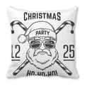 Close-up of peach skin fabric texture on Christmas pillow with Santa Claus graphic - 18x18 Inch / Sunglasses Santa with Candy Canes Style (36)
