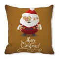 Detail of Santa Claus Christmas throw pillow cover with brown polka dot background - 18x18 Inch / Brown Polka Dot Santa Style (33)