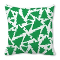 Christmas tree pattern throw pillow case in white peach skin fabric for holiday sofa decor - White Green Small Pine (36)