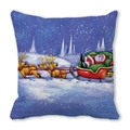 Christmas peach skin pillow featuring Santa on a reindeer sleigh with gifts - Starlight Snow Sleigh (30) / 45x45cm