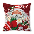 Square Christmas pillowcase featuring Santa Claus with gift boxes and candy canes - 18x18 Inch / Santa Hat with Red White Stripes (21)