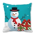 Close-up of peach skin pillowcase with smiling snowman and colorful Christmas gift boxes - 18x18 Inch / Snowman with Gift Boxes (33)