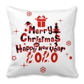 Housse de coussin carrée avec sapin de Noël rouge et imprimé Bonne Année 2020 - 45x45 cm / Motif Voeux Noël Nouvel An (7)