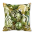 Grüner Weihnachts-Kissenbezug mit Tannenbaum und Schneeflocken auf goldenem Grund - 45x45 cm / Grüne Weihnachtskugel (13)