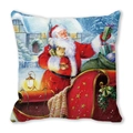 Quadratischer Kissenbezug mit vintage Weihnachtsmann und mit Geschenken gefülltem Schlitten - Weihnachtsmann mit Schlitten (1)