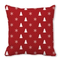 Detail of red Christmas pillowcase with white elk and snowflake patterns on peach skin fabric - Red White Snowflake Xmas Tree (38)