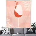 Modern Morandi tapestry with wine glass and botanical silhouette on a white wall - 150x100cm / Peach Skin / Red Wine Glass (Style 6)