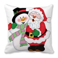Christmas pillowcase with cartoon Santa Claus and snowman pattern for home sofa decor - 18x18 Inch / Santa and Snowman Hugging (16)