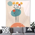 Nordic Morandi abstract plant wall tapestry with geometric color blocks above sofa - 150x100cm / Peach Skin / Cyan Blue Abstract Floral (Style 4)