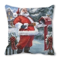 Christmas pillowcase featuring Santa Claus mailing letters in snow on red background - Santa Mailing Letters Style(19)