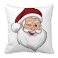 Kerst kussenhoes met schattige Kerstman illustratie op witte perzikhuid textiel - 45x45 cm / Kerstman Knipoog Illustratie (2)