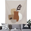 Nordic Morandi abstract plant tapestry with geometric shapes and earthy tones on a sofa - 150x100cm / Peach Skin / Earth Tone Geometric Vase (Style 2)