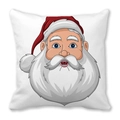 Vierkante witte kussensloop met klassiek kerstmangezicht en rode kerstmuts decoratie - 45x45 cm / Kerstman Groot Hoofd (3)