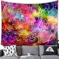 Tapisserie mandala avec motif nébuleuse de galaxie suspendue sur un mur de salon - 100x70(Peau de Pêche) / Motif 3