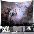 Detail of forest starry sky tapestry fabric showing soft brushed texture on a sofa - 100x70cm (Peach Skin) / Purple Dreamy Nebula (Style 7)