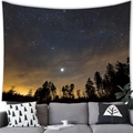 Detail of forest starry night tapestry hanging on wall above a grey sofa for home decor - 100x70cm (Peach Skin) / Moonlit Forest Silhouette (Style 8)