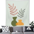 Nordic Morandi minimalist tapestry with green and amber abstract bottles above a gray sofa - 100x70cm / Peach Skin / Amber Orange Vase (Style 3)