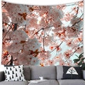 Détails de la texture d'une tapisserie de cerisiers dans un salon au style moderne - 100x70(Peau de Pêche) / Cerisiers Roses et Blancs Pleine Image