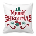 Housse de coussin carrée avec texte Merry Christmas rouge et motifs de Noël - 45x45 cm / Motif Noël Multicolore (13)