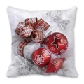 Merry Christmas Kissenbezug mit roter Geschenkbox und festlichem Ornament-Dekor - 45x45 cm / Rot Grün Schmetterling Paket (19)
