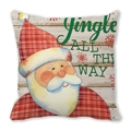 Christmas pillowcase with watercolor Santa and Jingle All The Way quote in red plaid - 18x18 Inch / Jingle All The Way Santa (6)