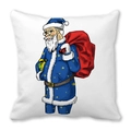 Square Christmas cushion with unique blue Santa Claus illustration on white backdrop - 18x18 Inch / Blue Starry Outfit Santa Style (5)