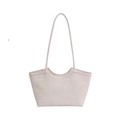 Bolso tote minimalista tejido en blanco crema con textura de espiga y asas finas - Blanco Roto