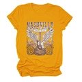 Detail of Nashville country music graphic on a mustard yellow cotton crewneck t-shirt - S / Mustard Yellow