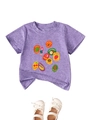 T-shirt violet pour enfants avec motifs de fruits et chaussures blanches à lacets - 90cm / Violet