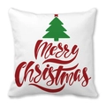 Housse de coussin Noël en peau de pêche avec sapin vert et texte rouge sur blanc - 45x45 cm / Motif Sapin Noël Rouge (15)