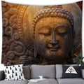 Detailed texture of Buddha tapestry hanging above a sofa creating a Zen atmosphere - 150x100(Peach Skin) / Style 6