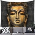 Golden Buddha head wall tapestry with Sanskrit symbols for Zen home decor - Style 7