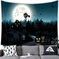 Dettaglio dell'arazzo di Halloween con zucche e casa stregata su tessuto decorativo - 150x100(Pelle di Pesca) / Casa Stregata Spaventosa (2)