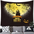 Dettaglio arazzo di Halloween con castello e zucche in un arredamento da soggiorno accogliente - 150x100(Pelle di Pesca) / Castello Incantato (4)
